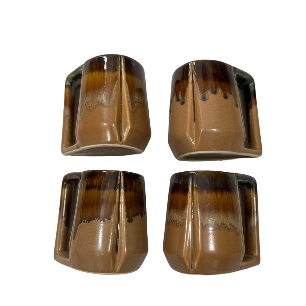 Rodolfo Padilla Vintage Drip Glaze Stoneware Mugs Set of 4 Signed